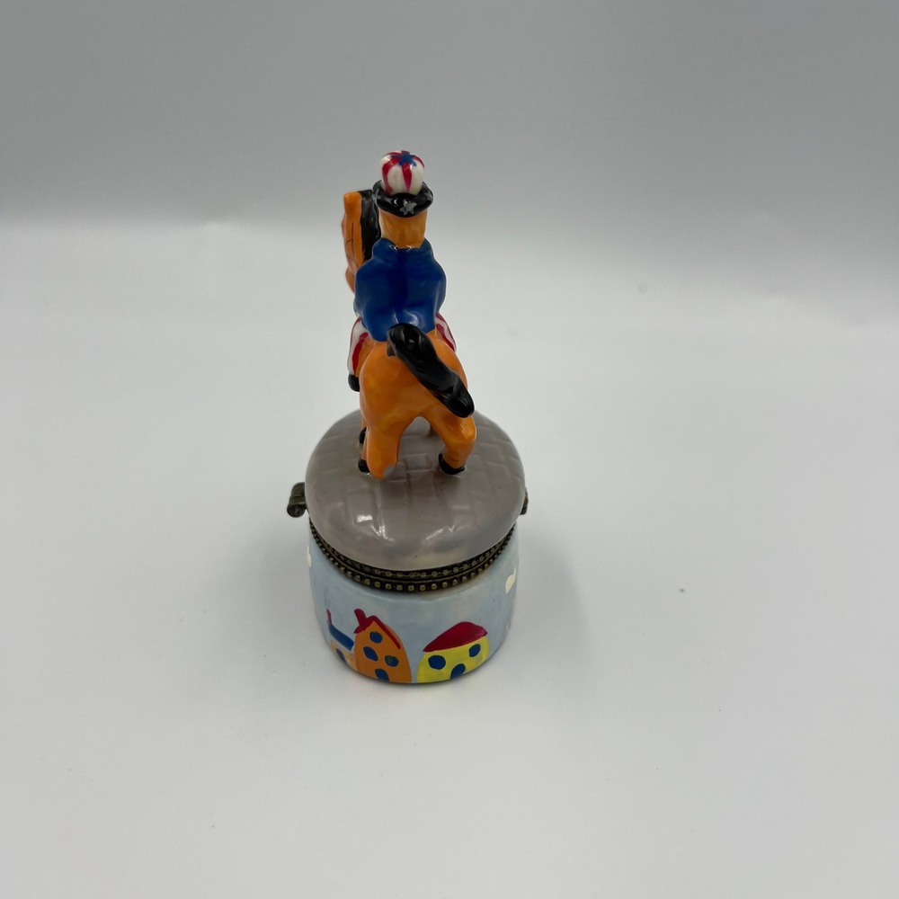 Vintage Uncle Sam Ceramic Trinket Box Americana Patriotic Jewelry Box Horse - Picture 6 of 11